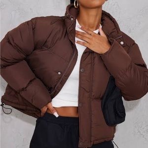 THREADBARE cropped puffer jacket in cocoa